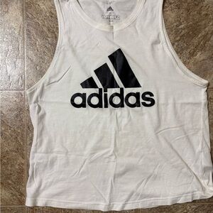 Adidas White Sleeveless Top with Black Logo